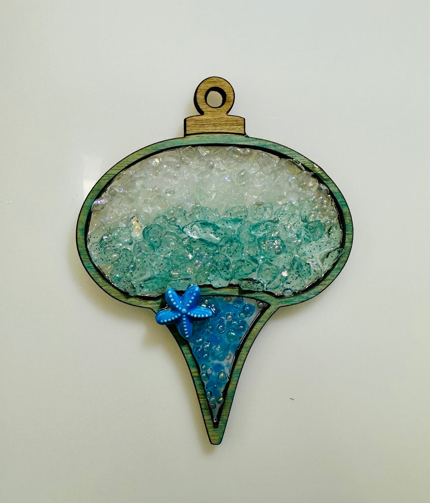 Faux Stain Glass Ornament Ball with teardrop