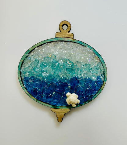 Faux Stain Glass Oval Ornament