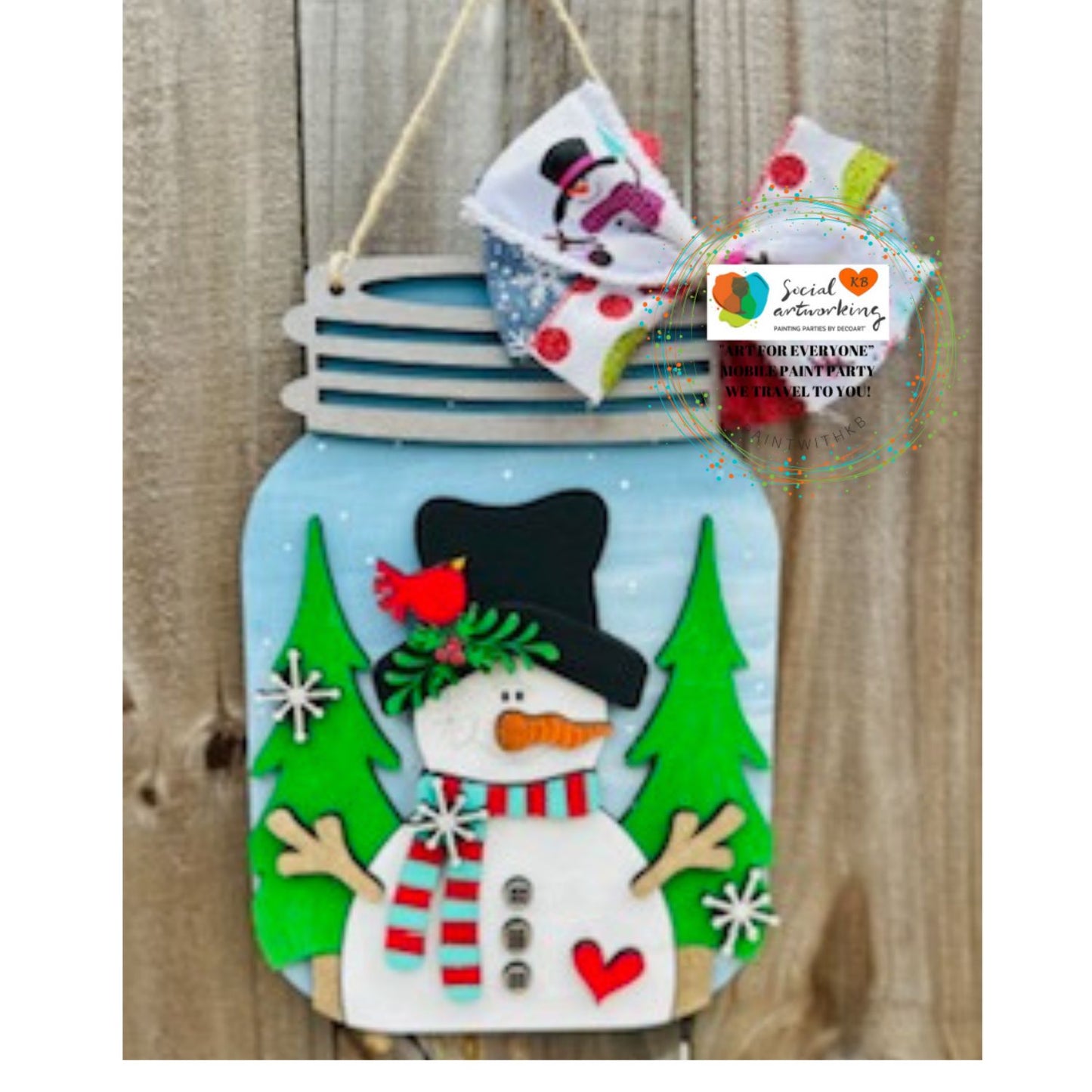 Snowman Mason Jar 3-D Wood Shape