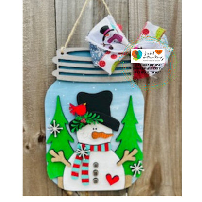 Snowman Mason Jar 3-D Wood Shape