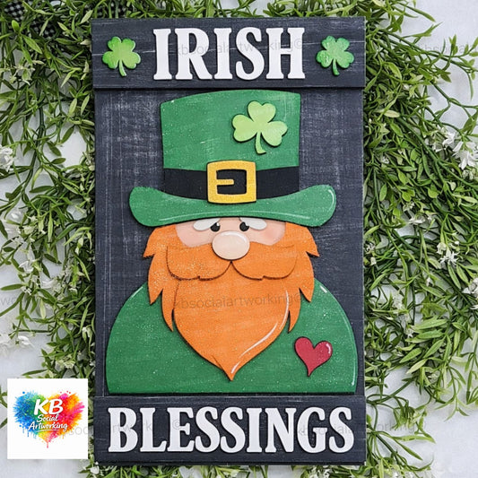 Irish Blessings Leprechaun Pallet Sign 2-D Door Hanger