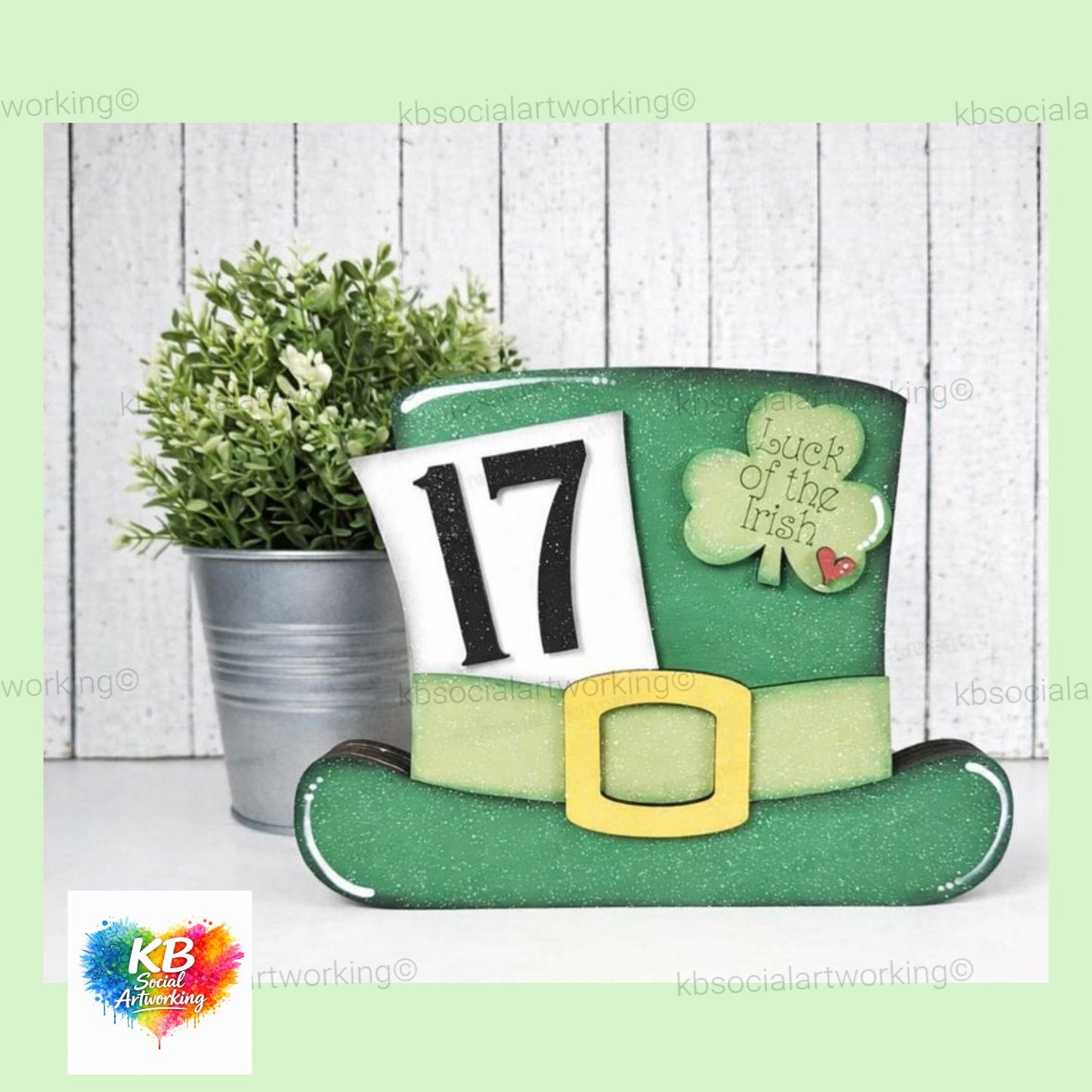 Luck of the Irish Leprechaun Hat Shelf Sitter 2-D Wood Shape