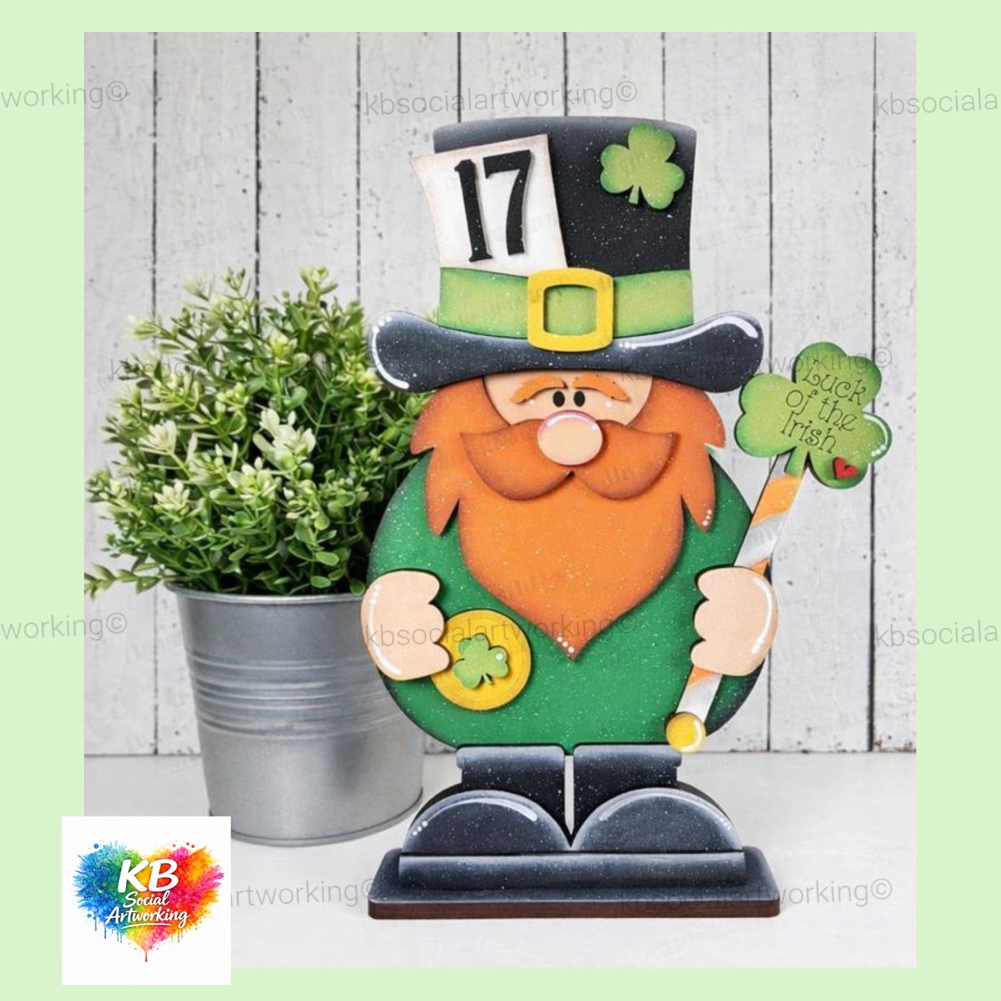 Luck of the Irish Standing Leprechaun Shelf Sitter 2-D Wood Shape