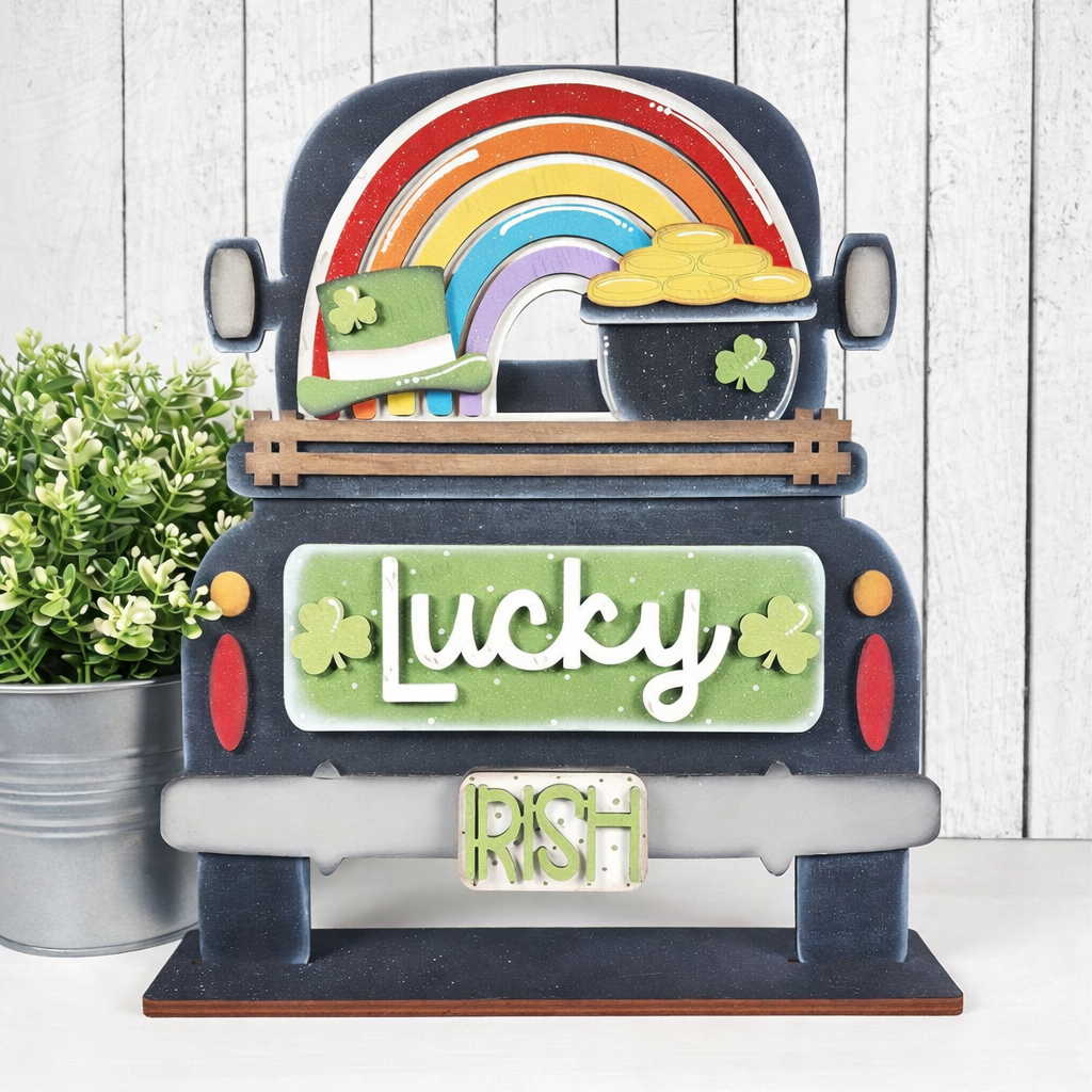 St Pat's Day Lucky Truck 2-D Wood Shape