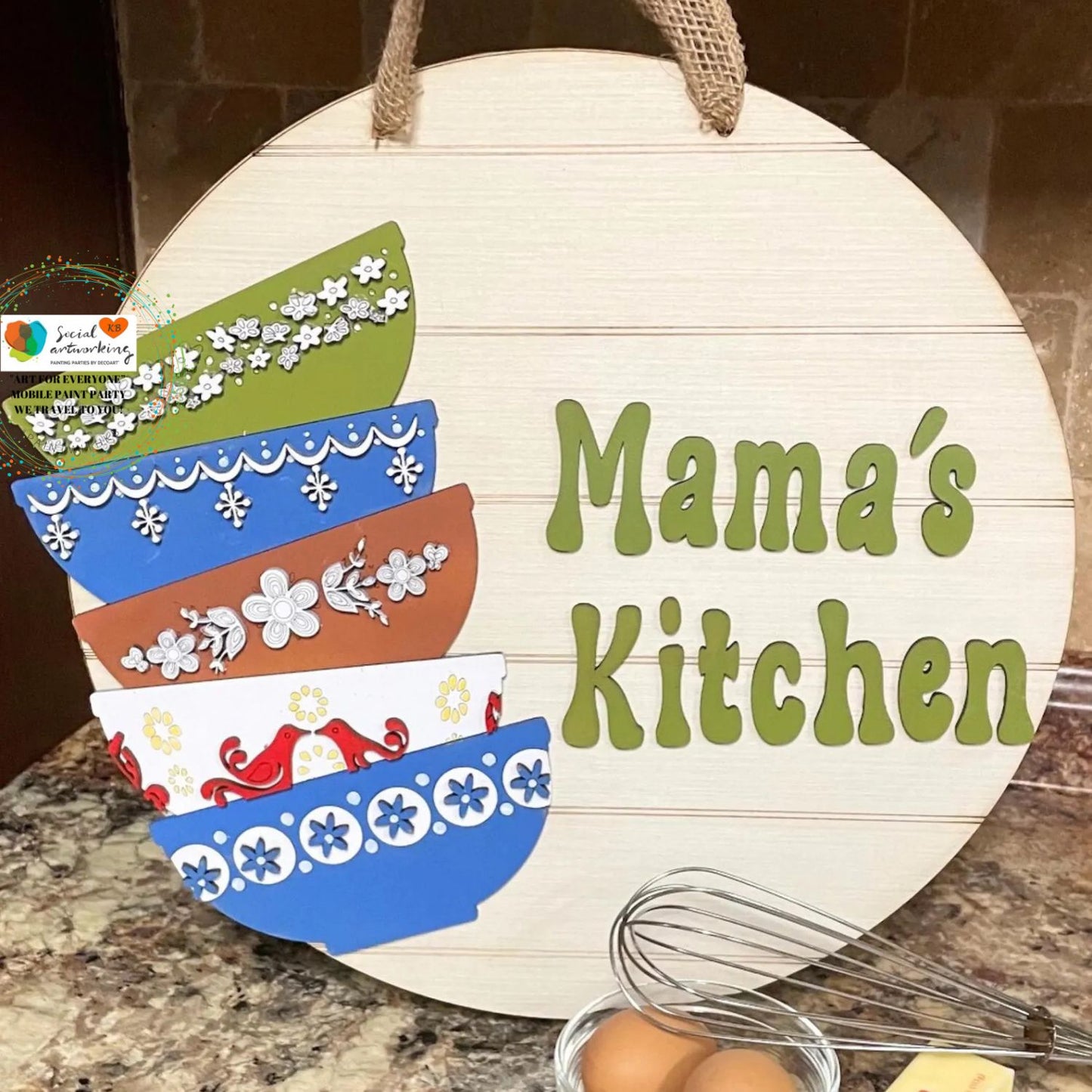 Vintage Kitchen Bowl 2-D Door Hanger