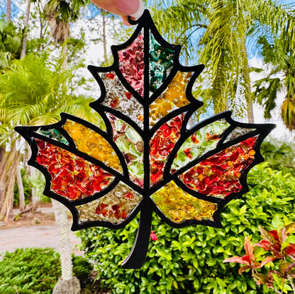 Faux Stain Glass Maple Leaf