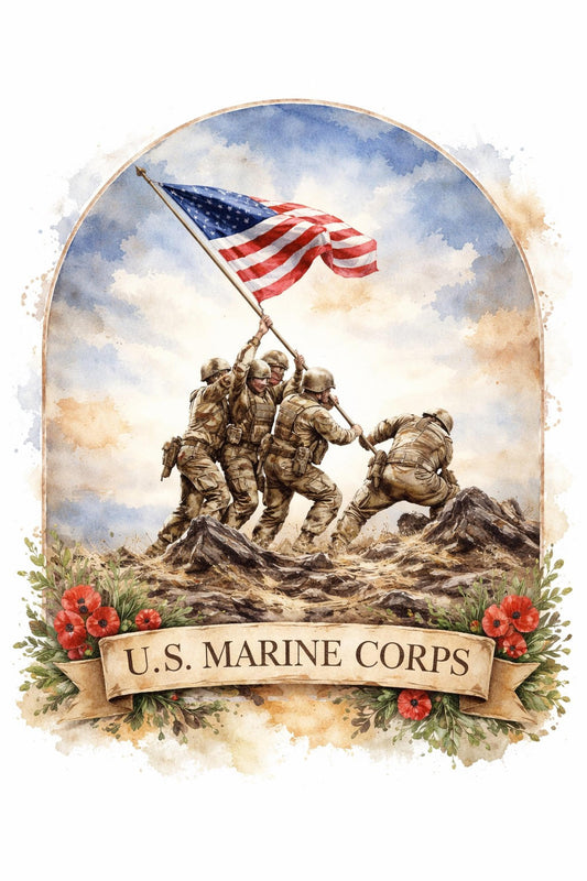 Resin Glass & Glitter Marine Corp with Flag