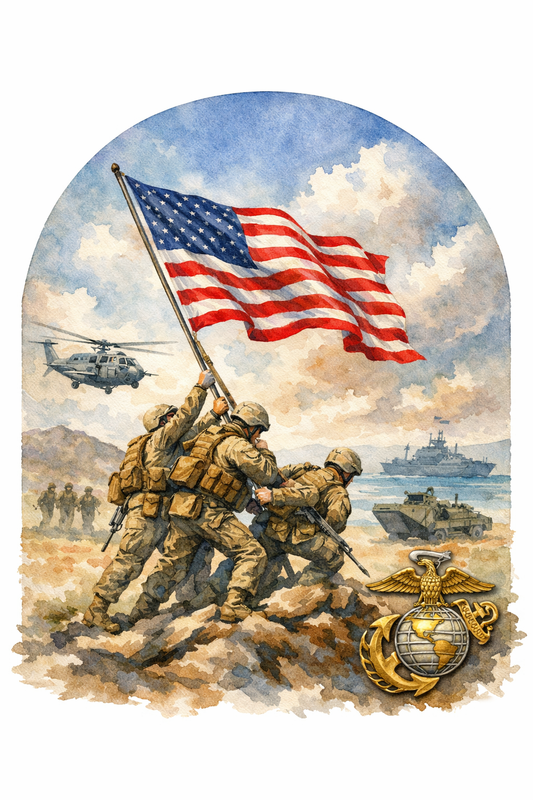 Resin Glass & Glitter Marine Corp with Tank & Ship