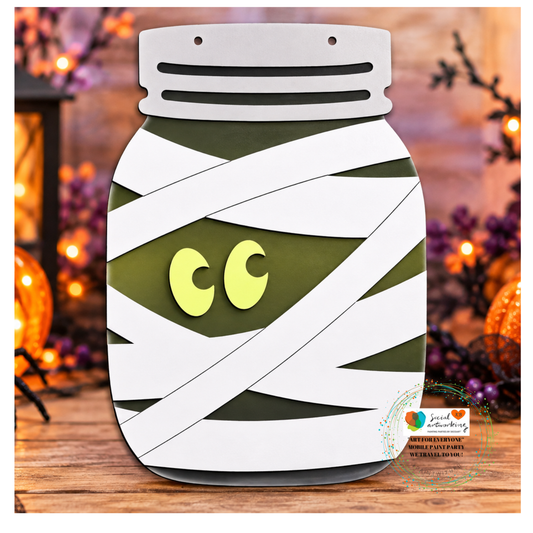Mummy Mason Jar Sign 2-D Wood Shape