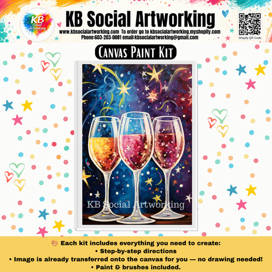New Years Cheer Canvas Paint Kit