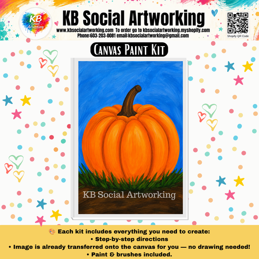 Orange Pumpkin Canvas Paint Kit