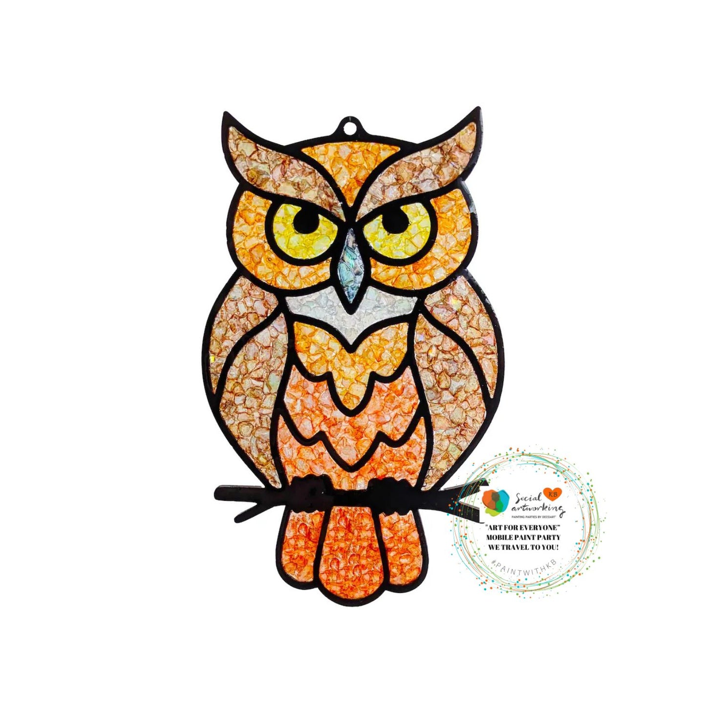 Owl Suncatcher 6 or 8 inch shape