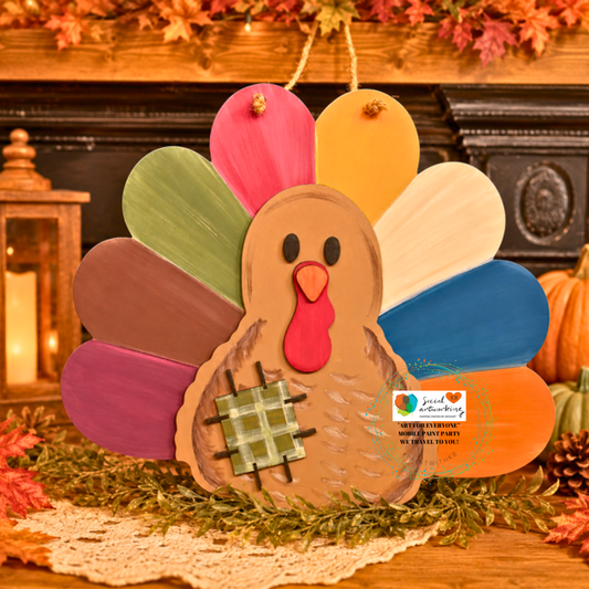 Turkey with Patch 2-D Wood Door Hanger