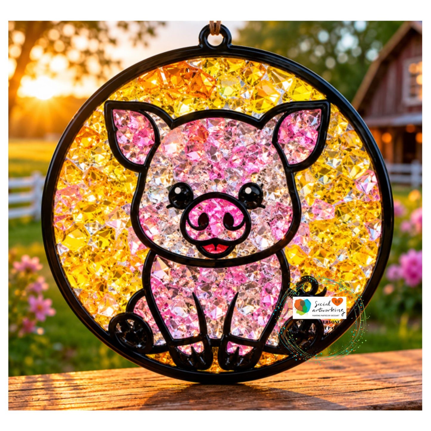 Pig Suncatcher 6 or 8 inch shape