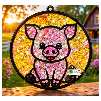Pig Suncatcher 6 or 8 inch shape