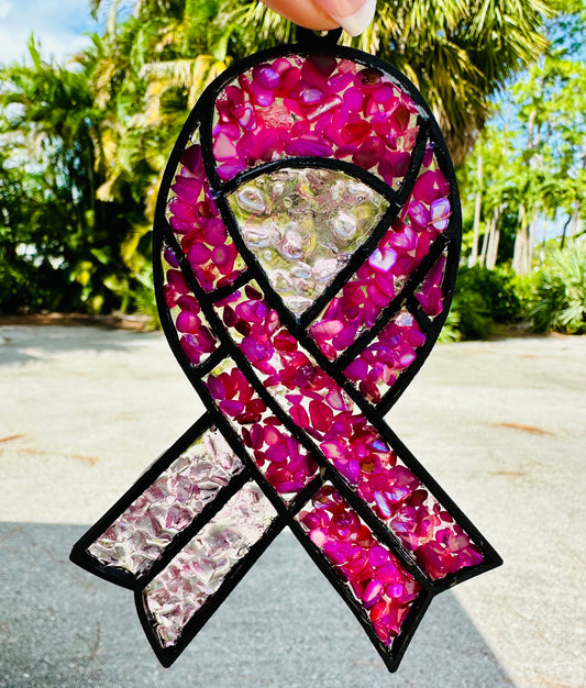 Faux Stain Glass Cancer Ribbion
