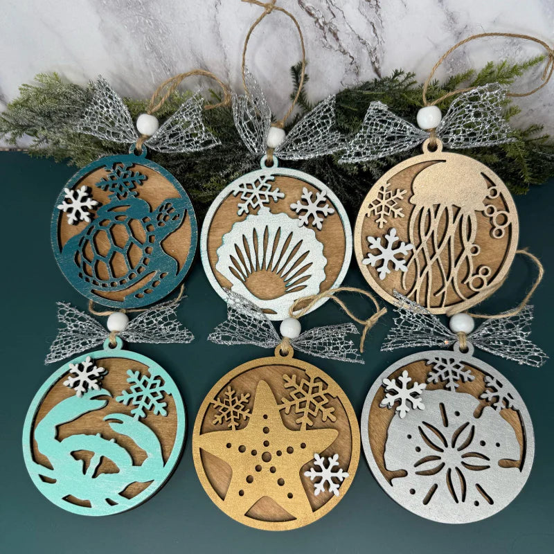 Sea Creature Set of 6 3D Layered Ornaments