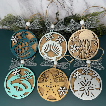 Sea Creature Set of 6 3D Layered Ornaments