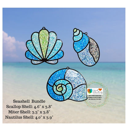 Faux Stain Glass Seashell Suncatcher Bundle or 6 or 8 inch shape separate