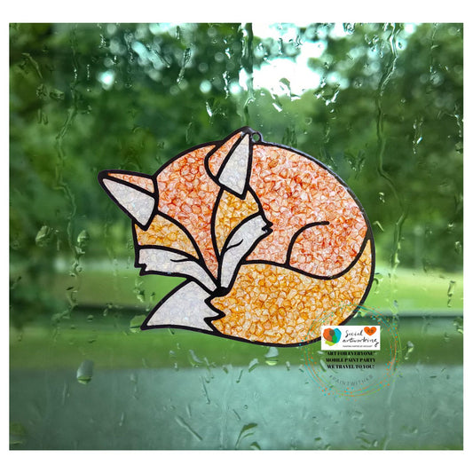 Sleeping Fox Suncatcher 6 or 8 inch shape