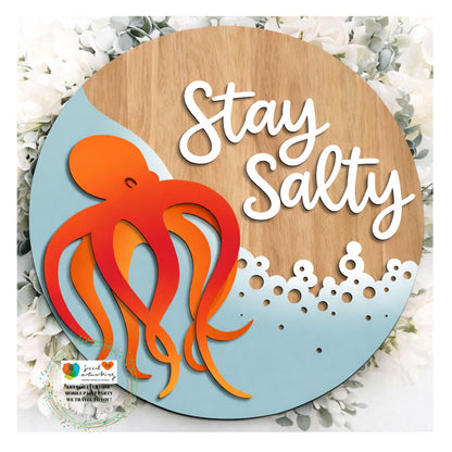 Stay Salty Octopus 2-D Wood Hanger