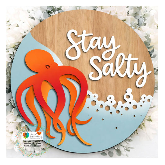 Stay Salty Octopus 2-D Wood Hanger