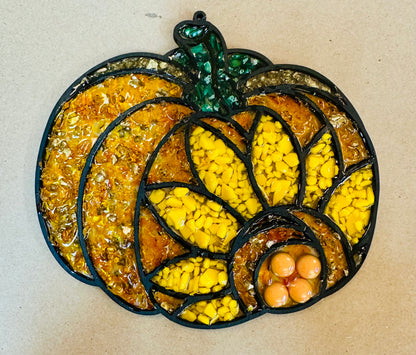 Faux Stain Glass Pumpkin with Sunflower