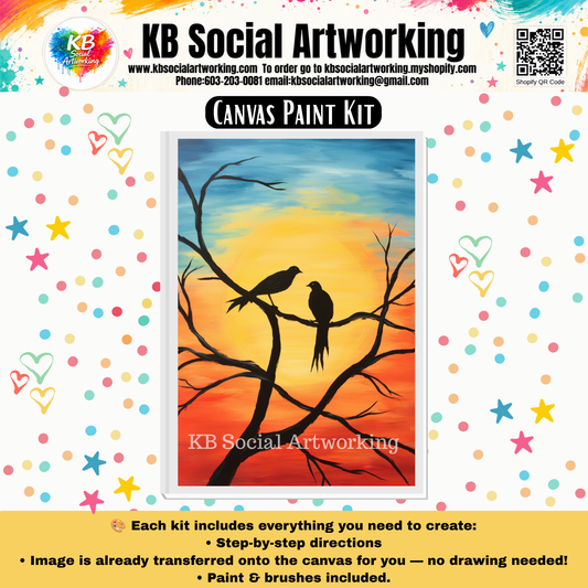 Sunset Birds Canvas Paint Kit