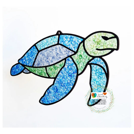 Faux Stain Glass Sea Turtle 6 or 8 inch shape