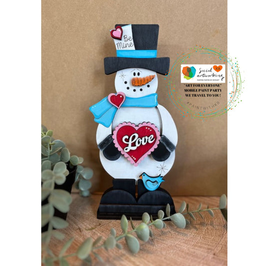 Valentine Snowman with Love Heart & Blue Bird