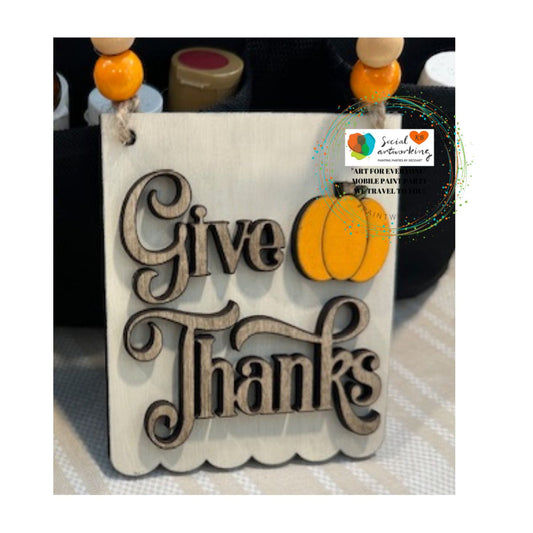 Give Thanks Pumpkin Mini Banner 2-D mini sign