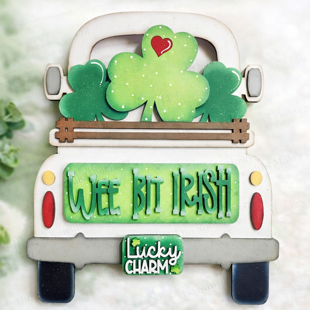 St Pat's Day Wee Bit Irish Truck 2-D Wood Shape