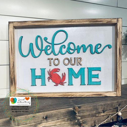 Welcome to Our Home Crab Framed Sign