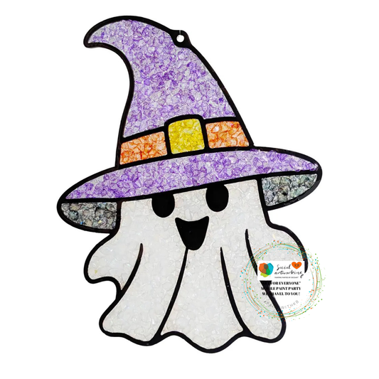 Witch Hat Ghost Suncatcher 6 or 8 inch shape