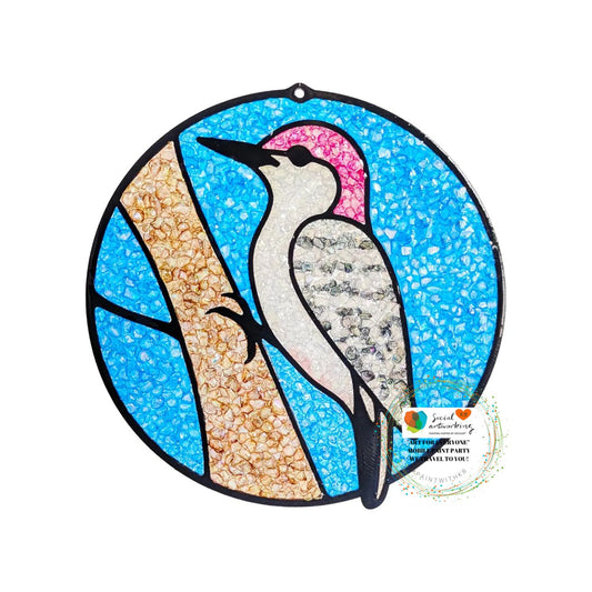 Woodpecker Suncatcher 6 or 8 inch shape