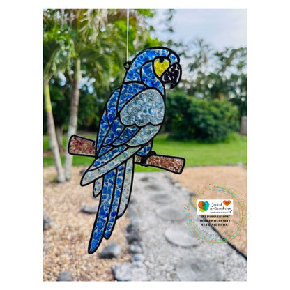Macaw Parrot Suncatcher 6 or 8 inch shape