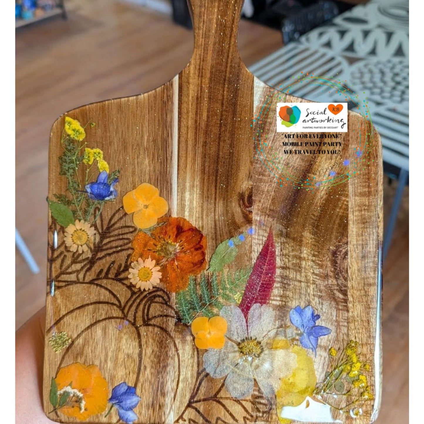 Pumpkin Engraved Wood Charcuterie Board