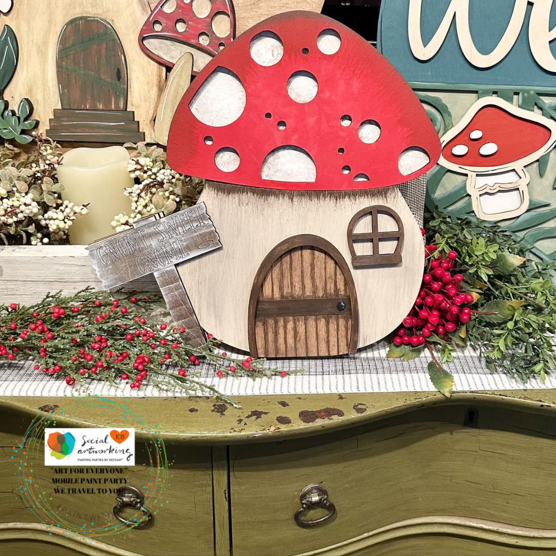 Gnome Sweet Gnome Mushroom 2-D Wood Shape