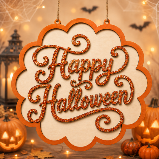 Happy Halloween Scallop Edge 2-D Door Hanger