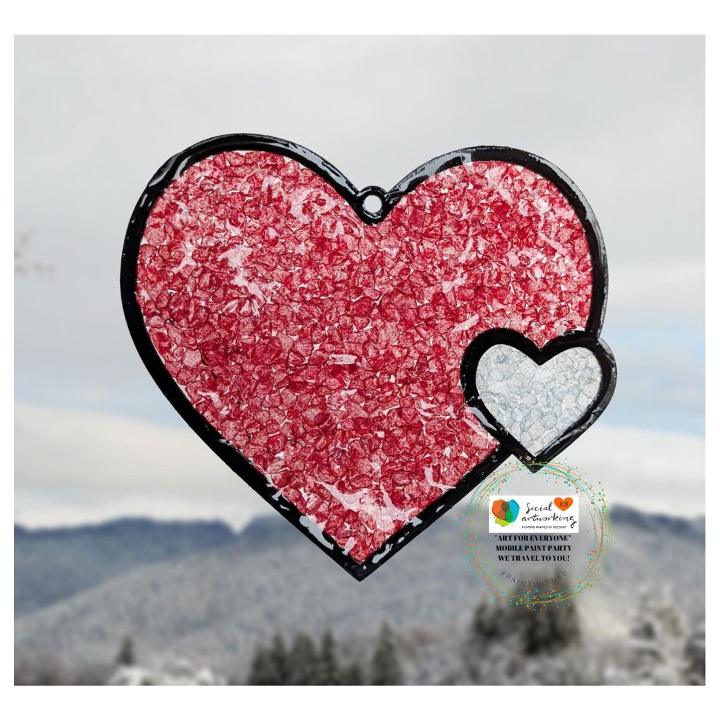 Faux Stain Glass Heart 6 or 8 inch shape