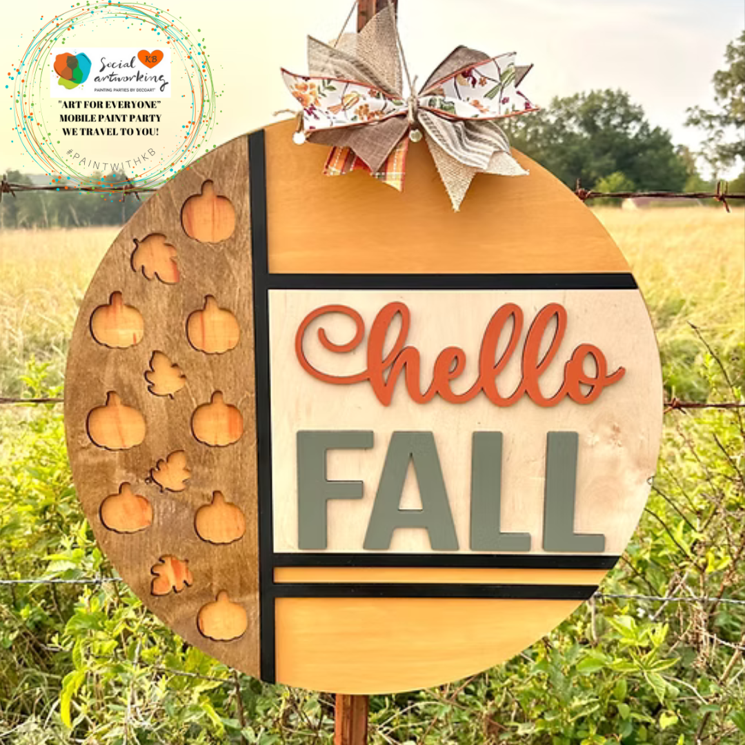 Hello Fall Leaves and Pumpkin