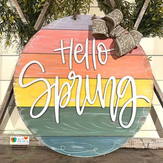 Hello Spring 2-D Wood Door Hanger