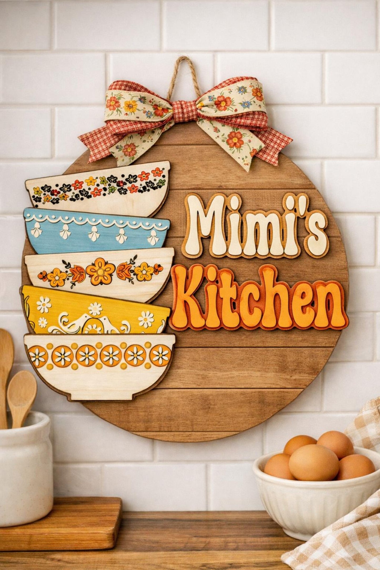 Vintage Kitchen Bowl 2-D Door Hanger