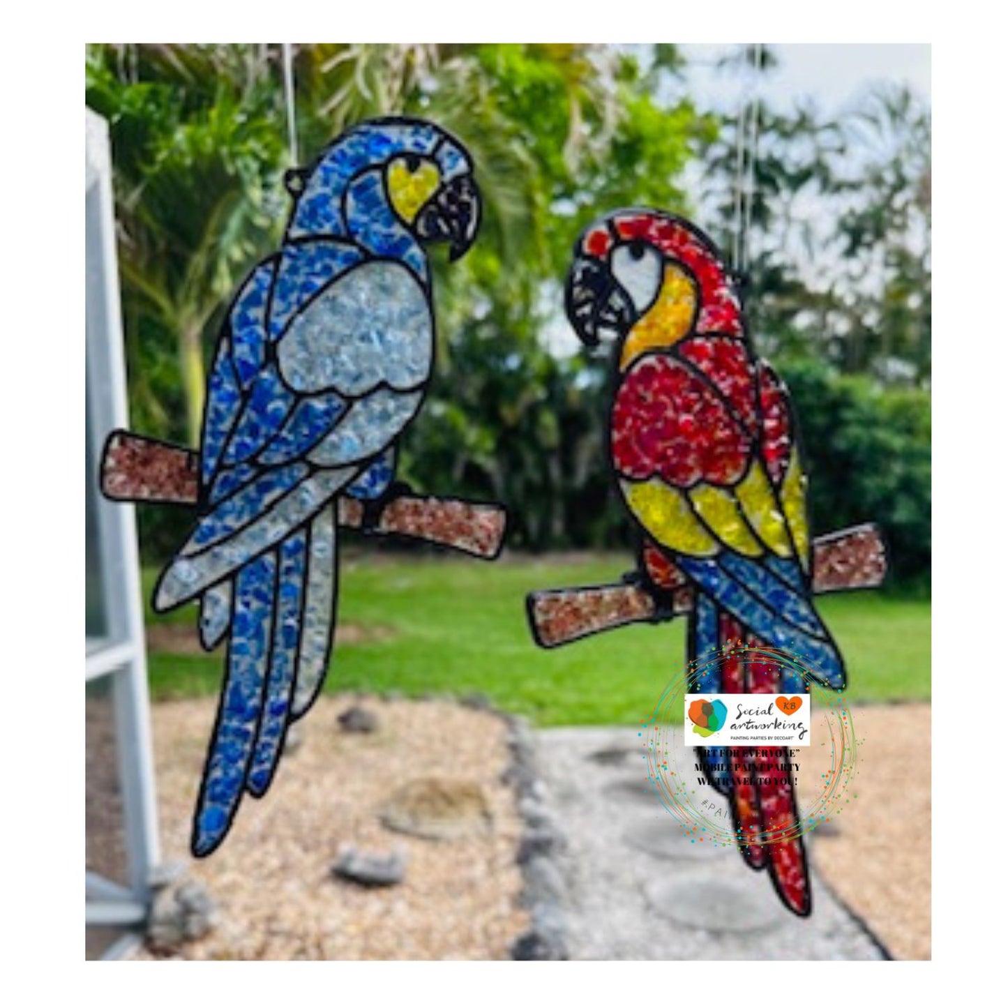 Macaw Parrot Suncatcher 6 or 8 inch shape