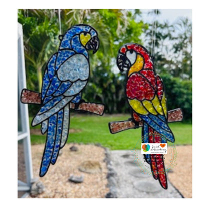 Macaw Parrot Suncatcher 6 or 8 inch shape
