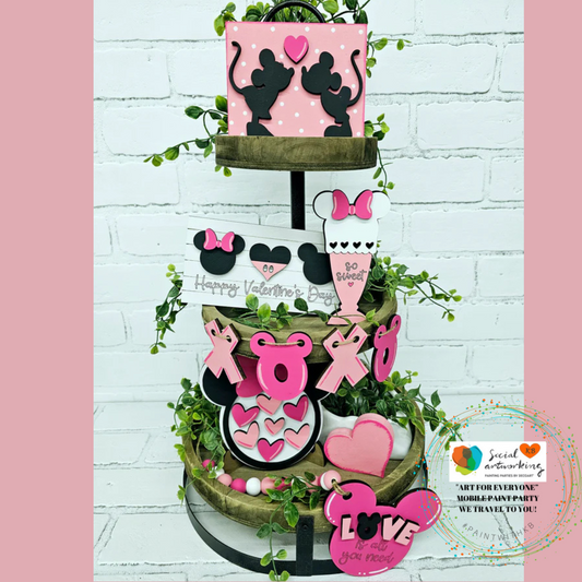Mouse Valentine's Tier Set (wood pieces only- no props or tray)