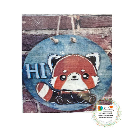 Hi Red Panda 2-D Wood Kids Sign