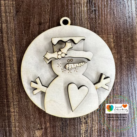 Snowman with heart Ornament