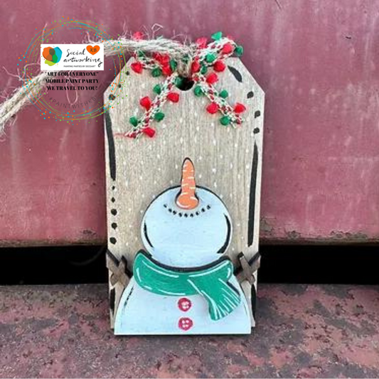 Snowman looking up Tag Ornament