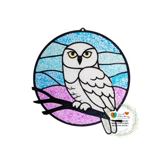 Snowy Owl Suncatcher 6 or 8 inch shape